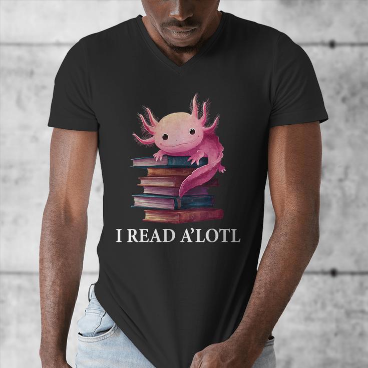 Axolotl Book Lover Librarian Reading Library Readers Men's V-Neck T-Shirt