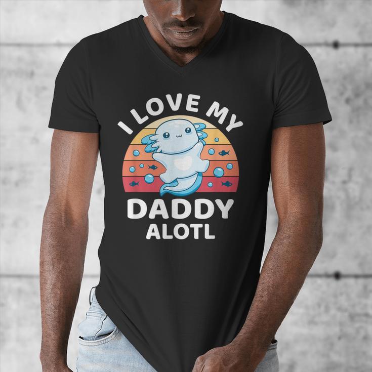 Axolotl Kids Teens Retro Sunset I Love My Daddy Men's V-Neck T-Shirt