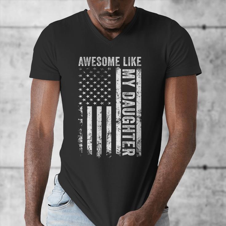 ON Back Awesome Like My Daughter Men Fathers Day Dad Men's V-Neck T-Shirt