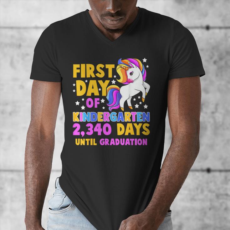 Back To School First Day Of Kindergarten Graduation Unicorn Men's V-Neck T-Shirt