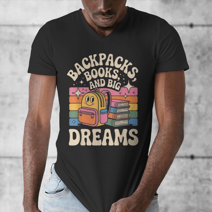 Backpacks Books And Big Dreams Cute Back To School Men's V-Neck T-Shirt Backpacks Books And Big Dreams Cute Back To School Men's V-Neck T-Shirt