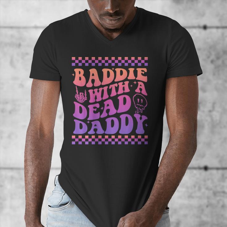 Baddie With A Dead Daddy Dead Dad Club Baddie On Back Men's V-Neck T-Shirt