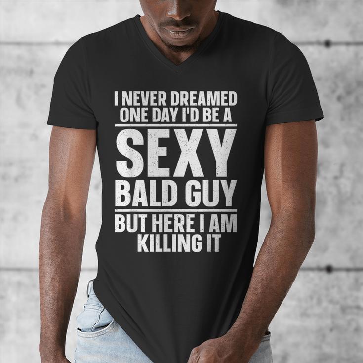 Bald Guy Art For Men Dad Sexy Bald People Bald Man Men's V-Neck T-Shirt