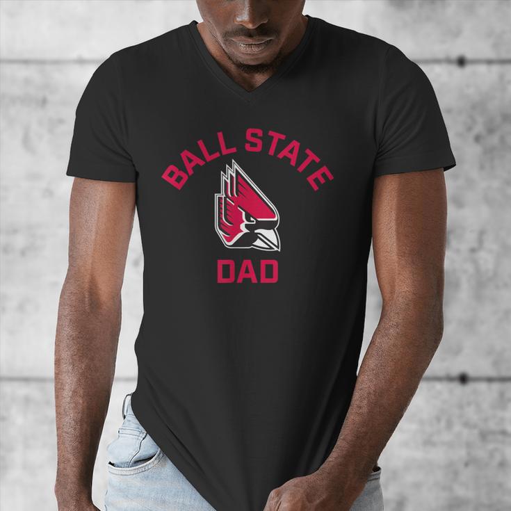 Ball State University Cardinals Arched Dad Men's V-Neck T-Shirt