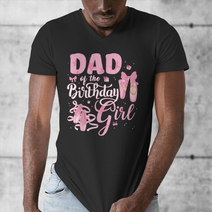 Ballerina Bday Dance Dad Of The Birthday Girl Ballet Dancer Men's V-Neck T-Shirt