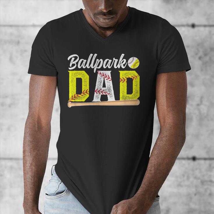Ballpark Dad Baseball Softball Dad Of Ballers Men's V-Neck T-Shirt Ballpark Dad Baseball Softball Dad Of Ballers Men's V-Neck T-Shirt