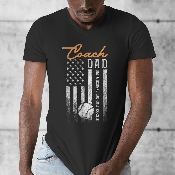 Baseball Coach Dad Like A Normal Dad Only Cooler USA Flag Men's V-Neck T-Shirt