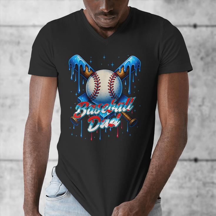 Baseball Drip Dad Father Day Birthday Group Matching Family Men's V-Neck T-Shirt