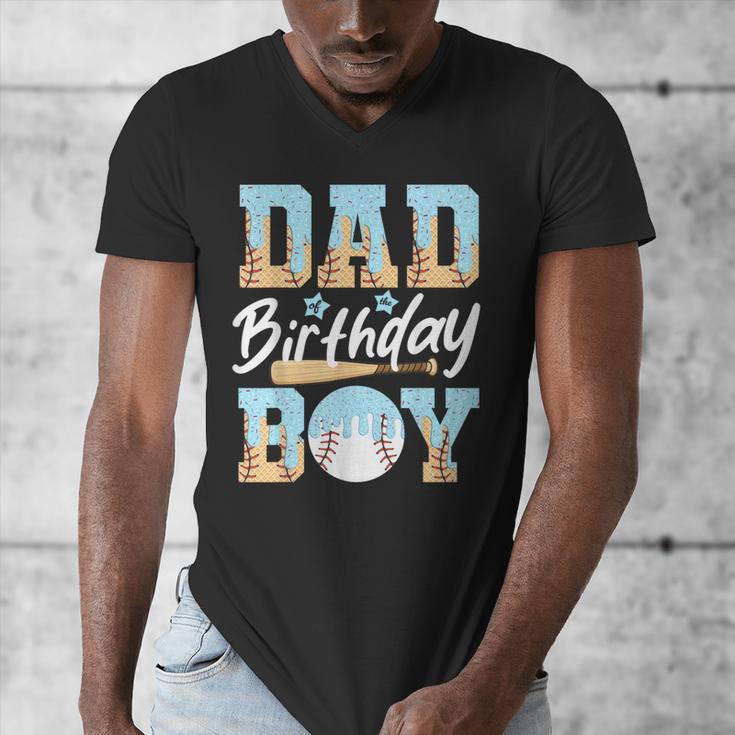 Baseball Ice Cream Drip Dad Of The Birthday Boy Baseball Men's V-Neck T-Shirt