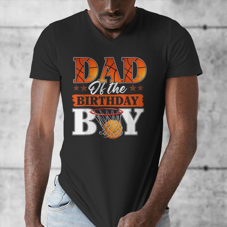 Basketball DAD Of The Birthday Boy Family Matching Men's V-Neck T-Shirt