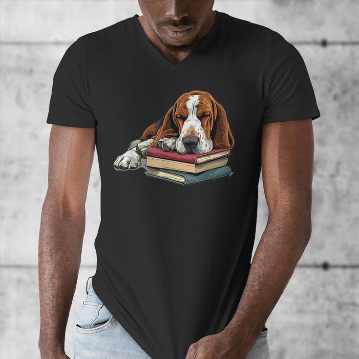 Basset Hound Books Dog Breed Graphic Men's V-Neck T-Shirt