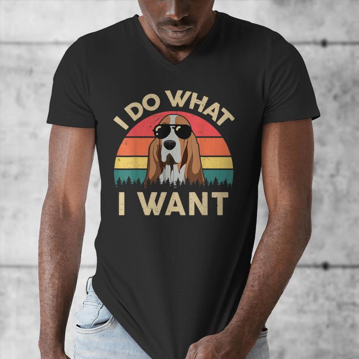 Basset Hound Shirts I Do What I Want Basset Hound Dad Men's V-Neck T-Shirt