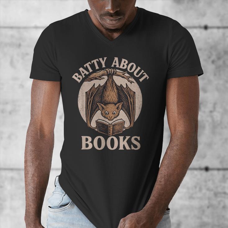 Batty About Books Reading Book Lover Men Women Distressed Men's V-Neck T-Shirt Batty About Books Reading Book Lover Men Women Distressed Men's V-Neck T-Shirt