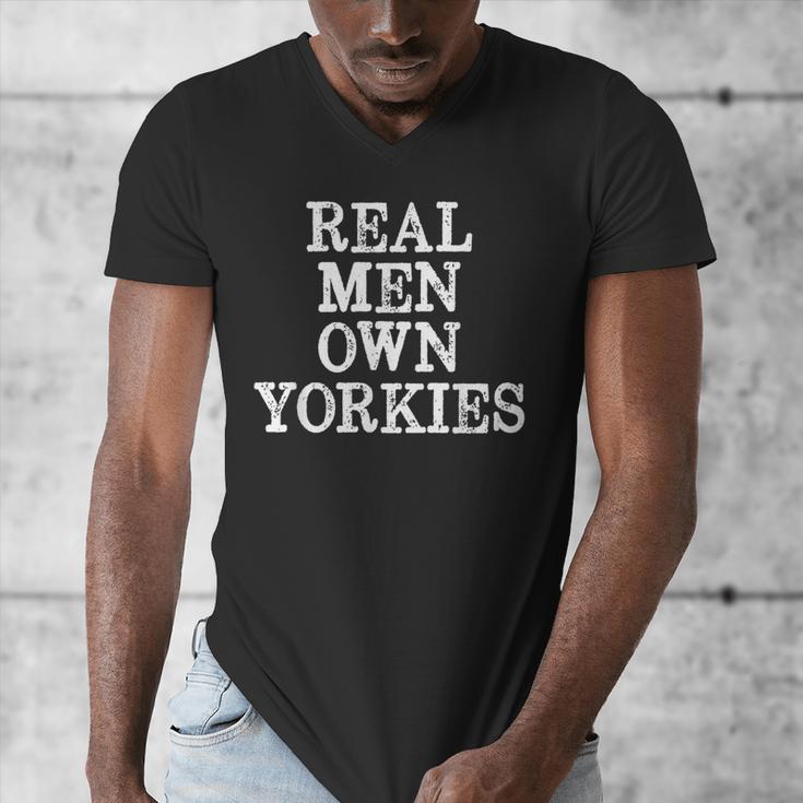BDAZ Yorkie Dad Real Men Own Yorkies Terriers Dog Husband Small Men's V-Neck T-Shirt