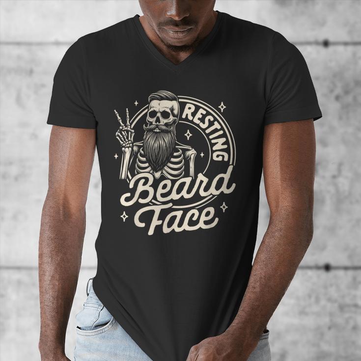 Bearded Dad Daddy Papa Father’s Day Resting Beard Face Men's V-Neck T-Shirt