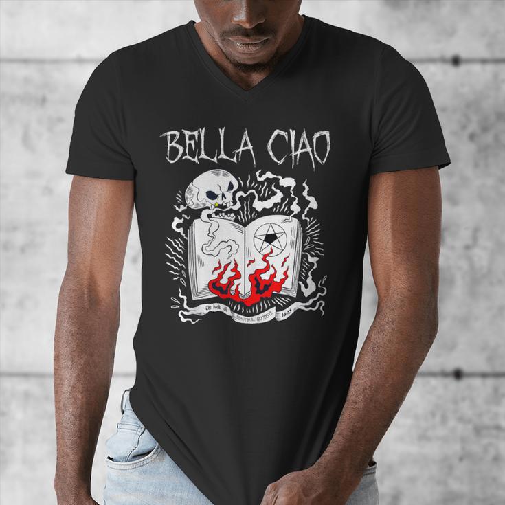 Bella Ciao Goodbye Beautiful Skull Book Of Dark Magic Occult Men's V-Neck T-Shirt
