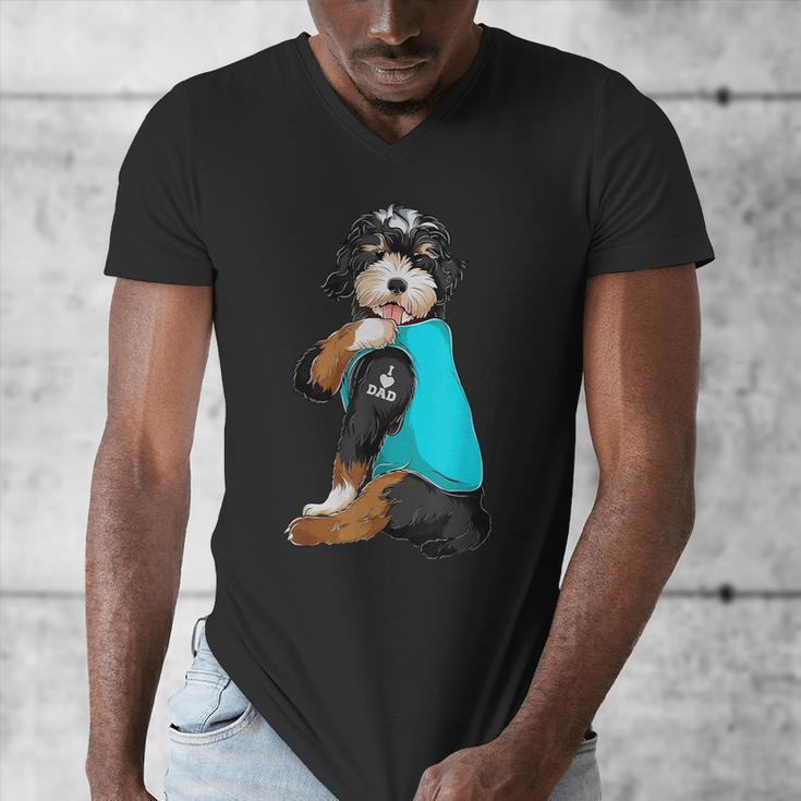 Bernedoodle I Love Dad Tattoo Apparel Dog Dad Dads Men's V-Neck T-Shirt Bernedoodle I Love Dad Tattoo Apparel Dog Dad Dads Men's V-Neck T-Shirt