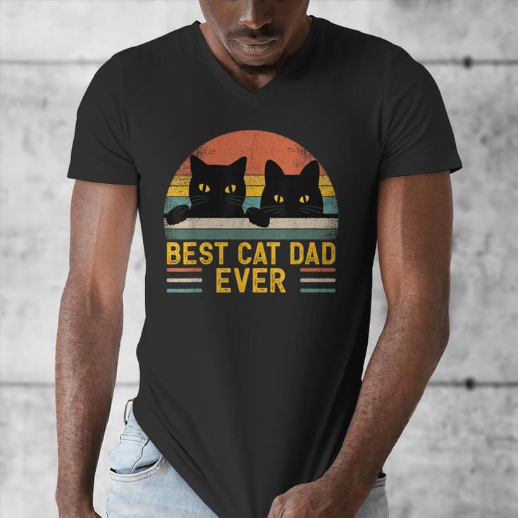 Best Cat Dad Ever Retro Style Cats Lover Men's V-Neck T-Shirt