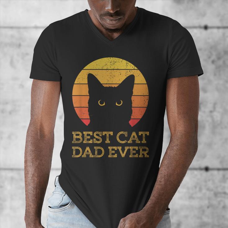 Best Cat Dad Ever Vintage Cat Daddy Fathers Day Men's V-Neck T-Shirt