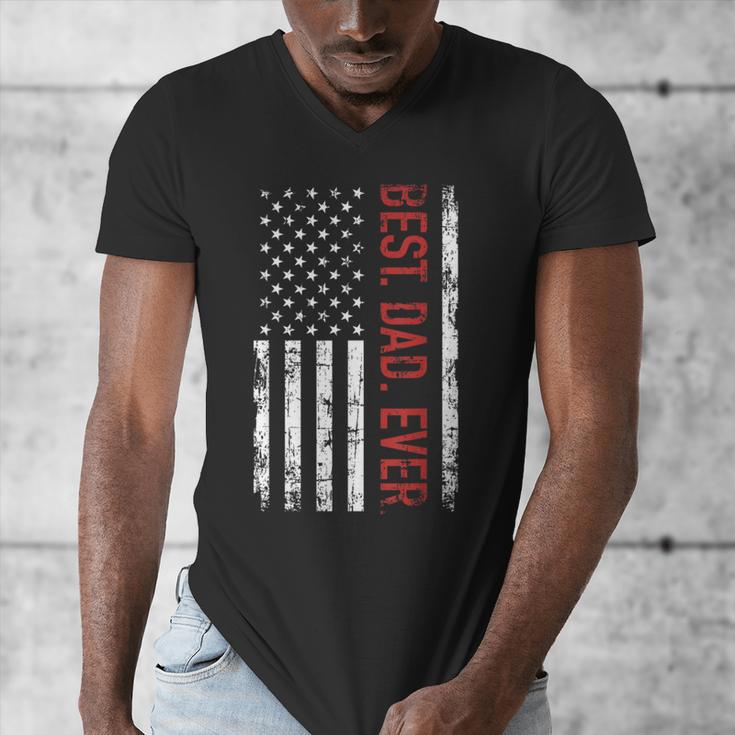 Best Dad Ever US American Flag Gift For Father's Day Short Sleeve Men's V-Neck T-Shirt