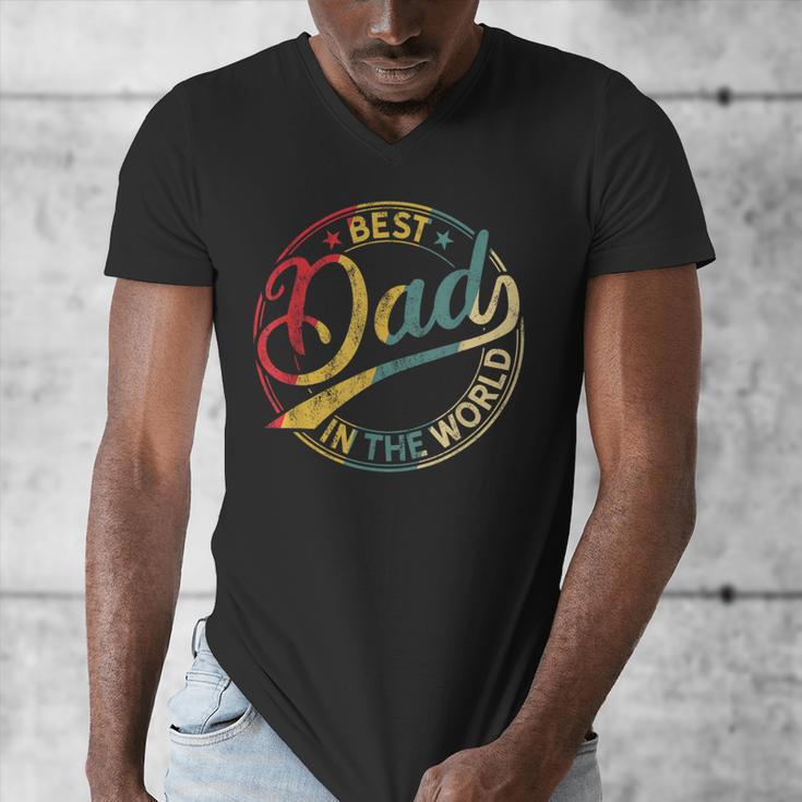 Best Dad In The World Father's Day Vintage Dad Men's V-Neck T-Shirt
