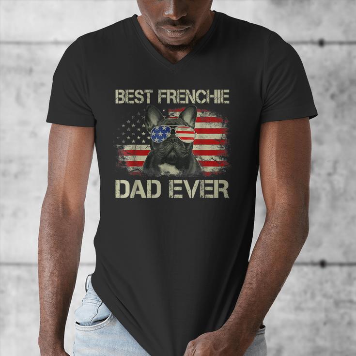Best Frenchie Dad Ever Bulldog American Flag Men's V-Neck T-Shirt