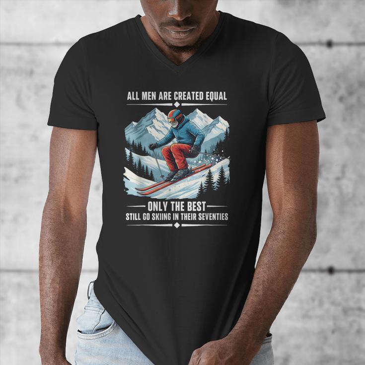 Only The Best Still Go Skiing In Their Seventies Skier Dad Men's V-Neck T-Shirt