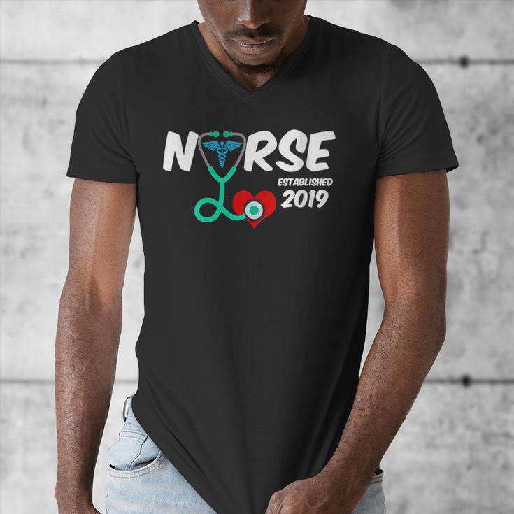 Best Nurse Graduation- RN Nurse Established 2019 LPN Men's V-Neck T-Shirt