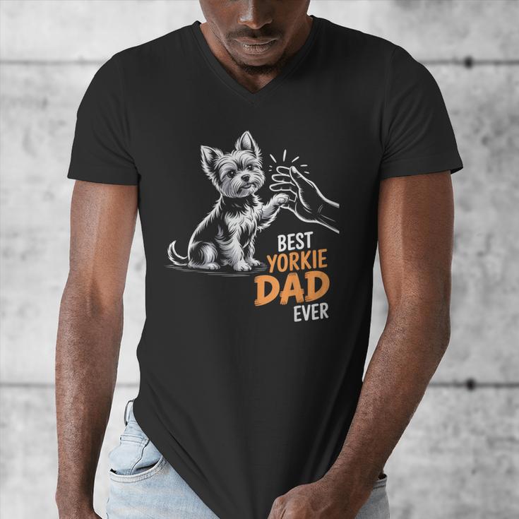 Best Yorkie Dad Ever Dog Yorkie I Love Yorkie Dad Men's V-Neck T-Shirt