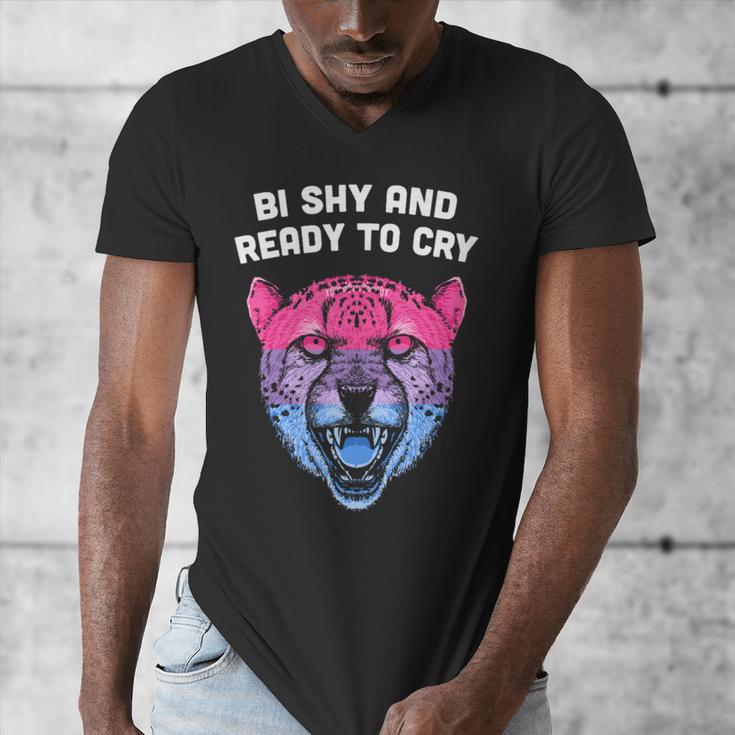 Bi Shy And Ready To Cry Bisexual Introvert Bi Pride Men's V-Neck T-Shirt Bi Shy And Ready To Cry Bisexual Introvert Bi Pride Men's V-Neck T-Shirt