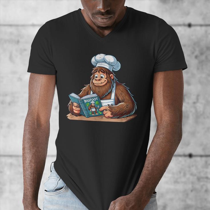 Bigfoot Reading a Cookbook Men's V-Neck T-Shirt Bigfoot Reading a Cookbook Men's V-Neck T-Shirt