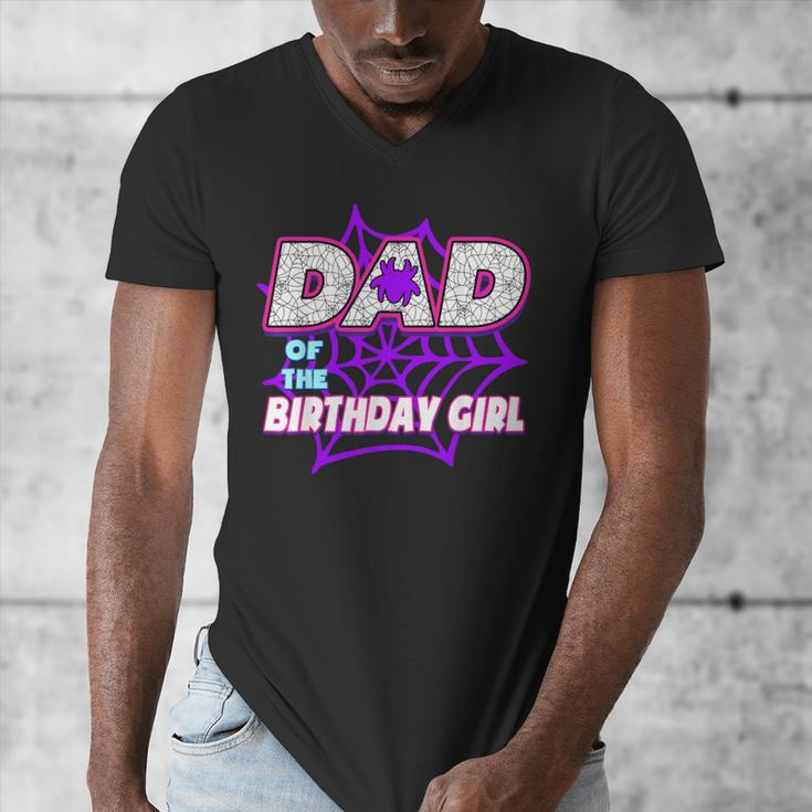 Birthday Girl Dad Of The Birthday Girl Spider Birthday Party Men's V-Neck T-Shirt Birthday Girl Dad Of The Birthday Girl Spider Birthday Party Men's V-Neck T-Shirt