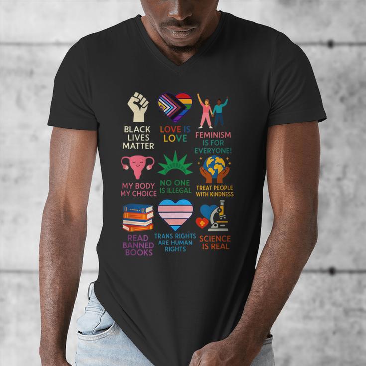 BLM Human Rights Feminism Trans Science Books LGBTQ Kindness Men's V-Neck T-Shirt BLM Human Rights Feminism Trans Science Books LGBTQ Kindness Men's V-Neck T-Shirt