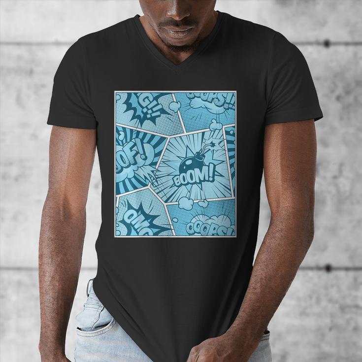 Blue Comic Book Blue Graphic Men's V-Neck T-Shirt