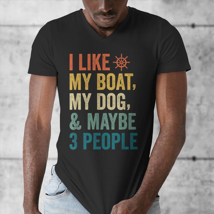 I Like My Boat Dog And Maybe 3 People Retro Sailor Dad Men's V-Neck T-Shirt
