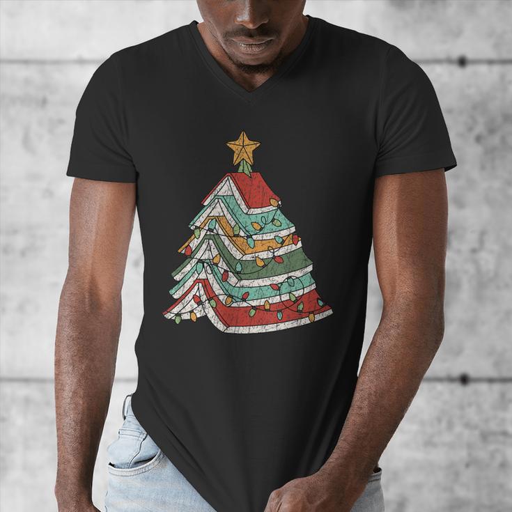Book Christmas Tree For Librarians Book Lovers Men's V-Neck T-Shirt Book Christmas Tree For Librarians Book Lovers Men's V-Neck T-Shirt