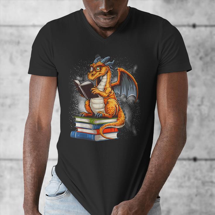 Book Dragon Reading Book Lover Men's V-Neck T-Shirt