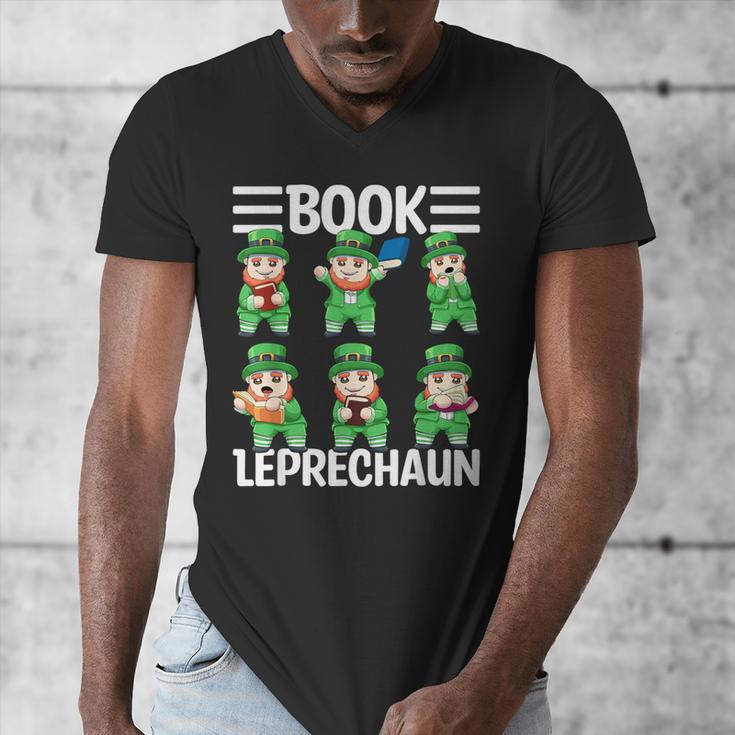 Book Leprechaun St Patrick's Day Library Librarian Reading Men's V-Neck T-Shirt