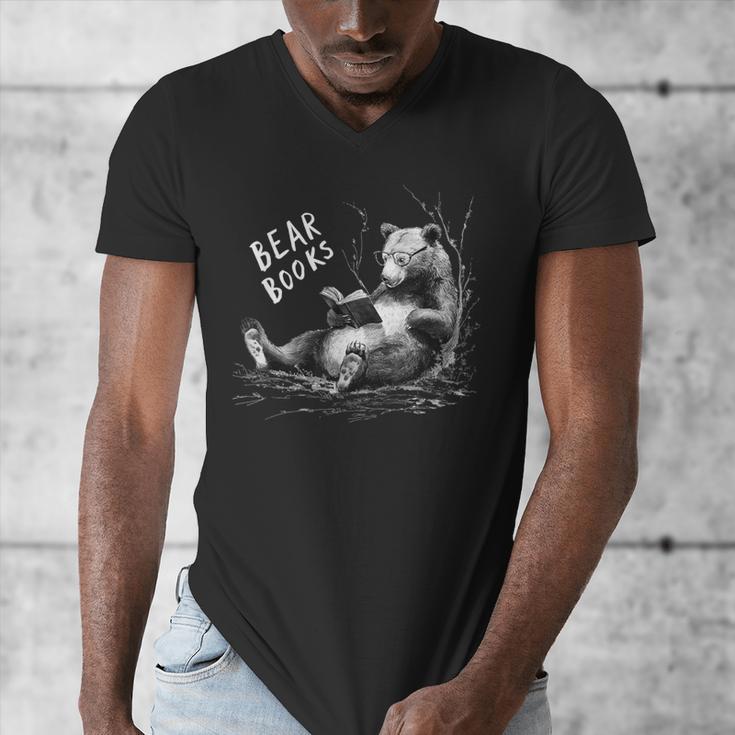 Book Lover Bear Cozy Reading Bear Graphic Bear Books Men's V-Neck T-Shirt Book Lover Bear Cozy Reading Bear Graphic Bear Books Men's V-Neck T-Shirt