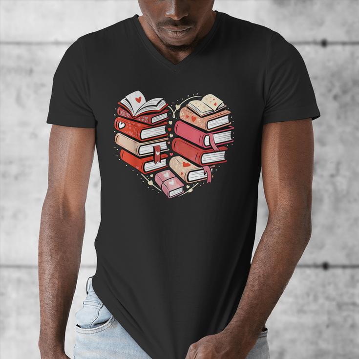 Book Lover Heart Shape Reading Librarian Valentine Men Women Men's V-Neck T-Shirt