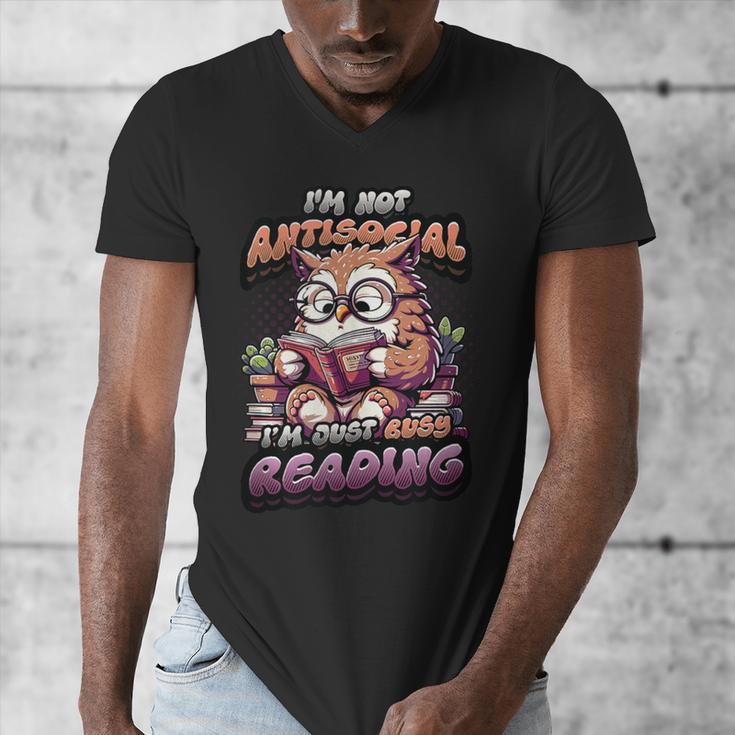 Book Lover Owl Reading Books Introvert Bookworm Men's V-Neck T-Shirt Book Lover Owl Reading Books Introvert Bookworm Men's V-Neck T-Shirt