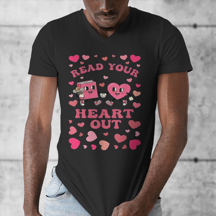 Book Lover Read Your Heart Out Teacher Valentines Men's V-Neck T-Shirt