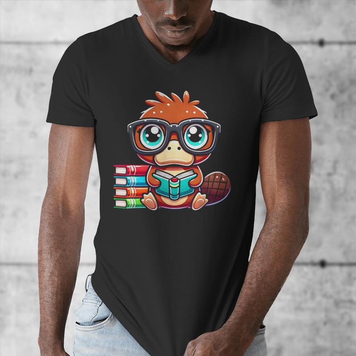 Book Lover Reading Platypus Men's V-Neck T-Shirt