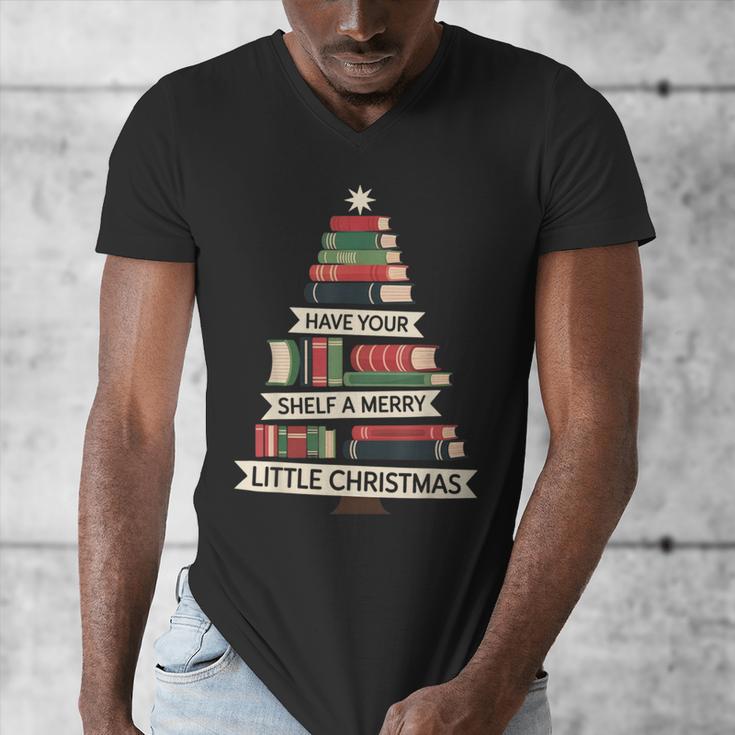 Book Merry Little Christmas Tree Holiday Men's V-Neck T-Shirt Book Merry Little Christmas Tree Holiday Men's V-Neck T-Shirt