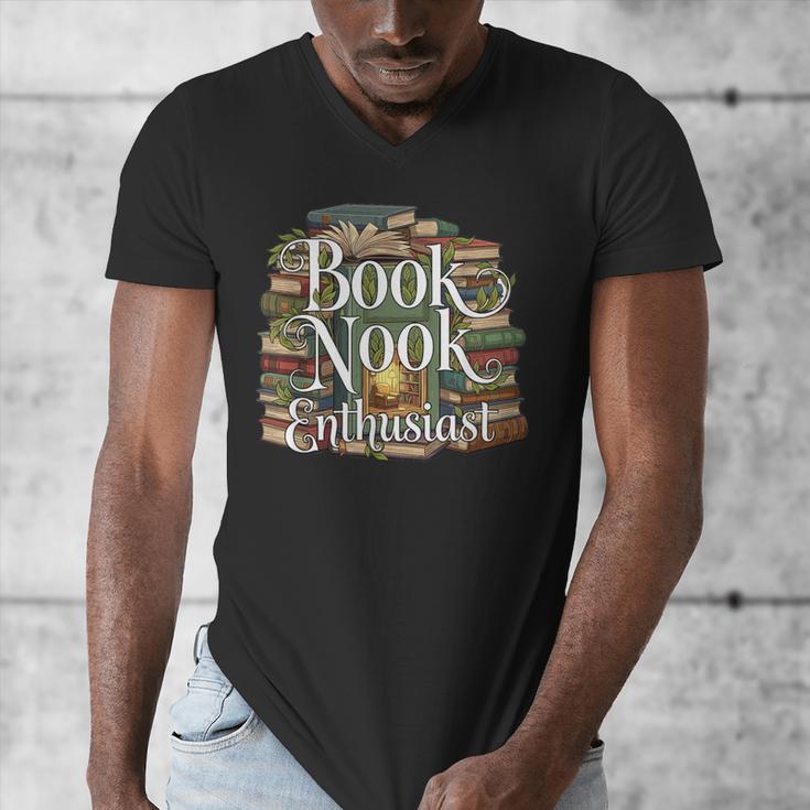 Book Nook Enthusiast Cozy Library Reader Collector Men's V-Neck T-Shirt