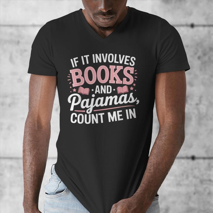 Book And Pajamas Humorous Book Lover Reading Bedtime Men's V-Neck T-Shirt