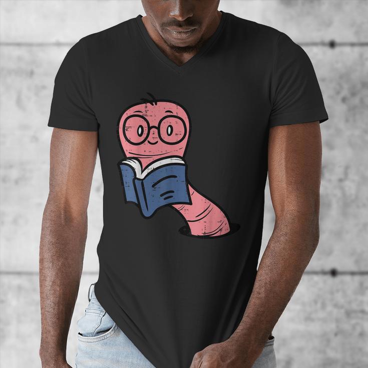 Book Worm Pun Read Reading Librarian America Men Women Kids Men's V-Neck T-Shirt
