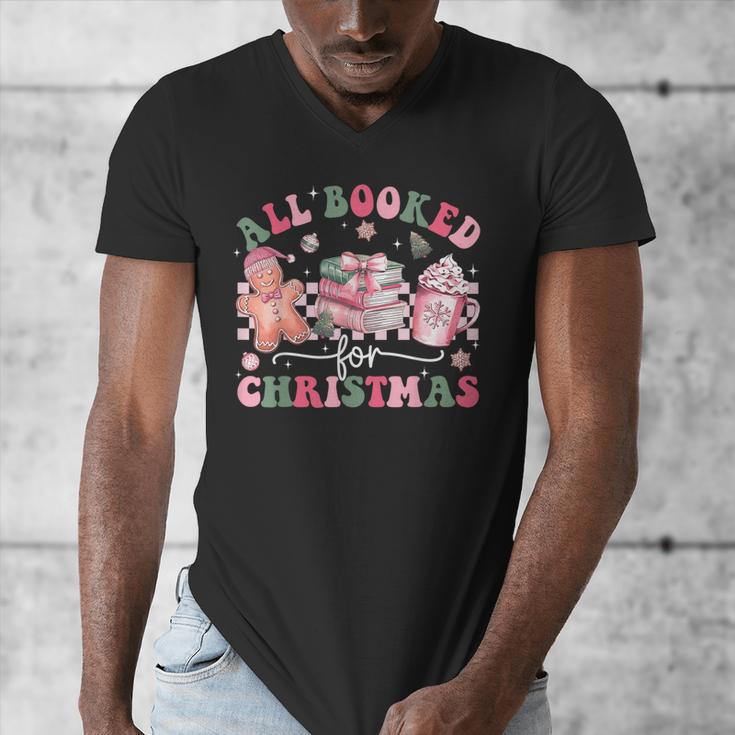 All Booked For Christmas Book Coffee Latte Gingerbread Men's V-Neck T-Shirt All Booked For Christmas Book Coffee Latte Gingerbread Men's V-Neck T-Shirt