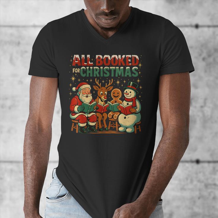 All Booked For Christmas Book Lover Men's V-Neck T-Shirt