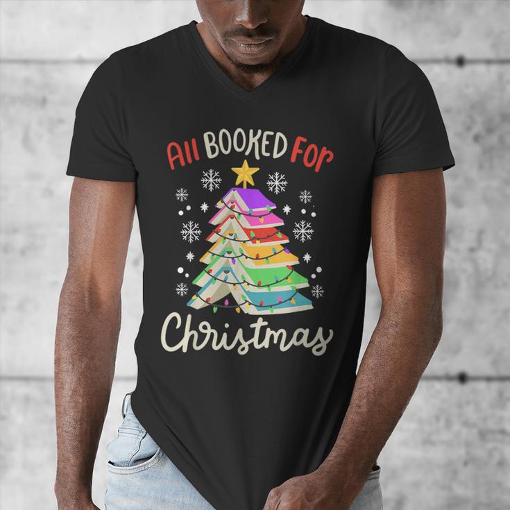 All Booked For Christmas Book Lovers Xmas Tree Women Men's V-Neck T-Shirt
